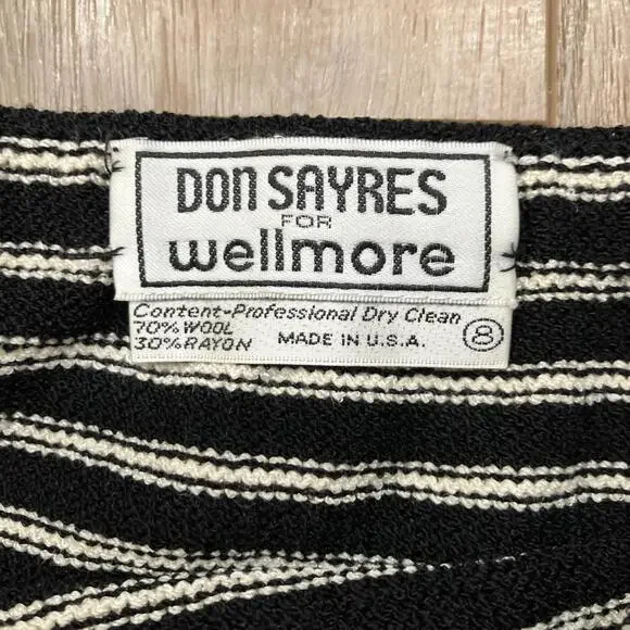Vintage Don Sayres Womens Skirt Wool Size 6 Black Classic A-Line Gamut Talon Zip - Picture 3 of 6